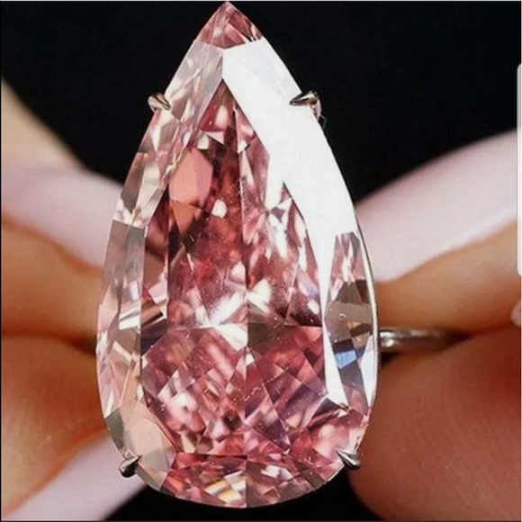 LAST 1! 18k Rose Gold Pear Cut Pink Sapphire Ring in size 7 - Picture 3 of 4